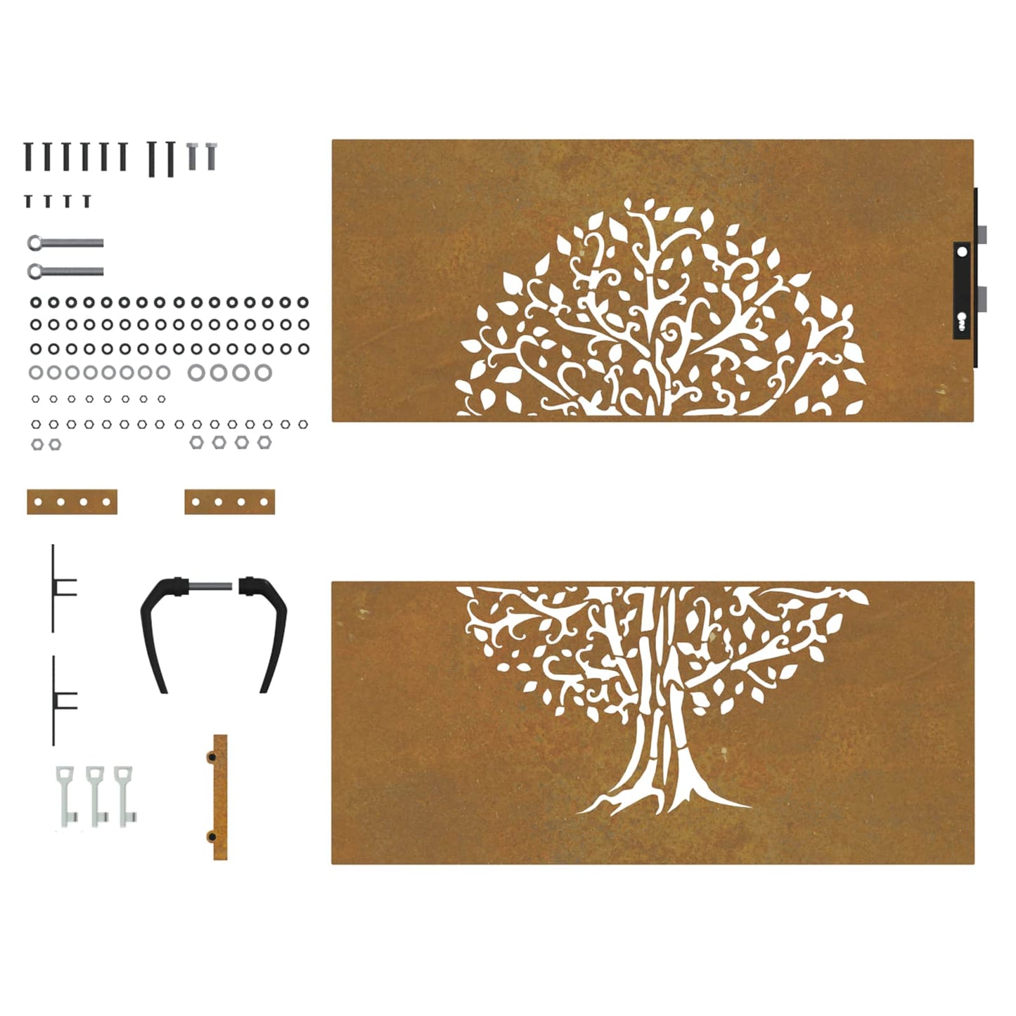 famintás corten acél kerti kapu 85x100 cm