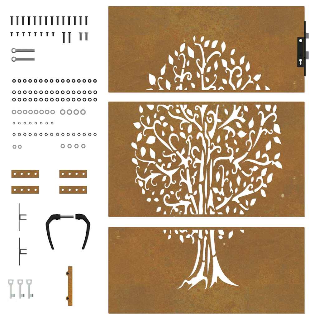 famintás corten acél kerti kapu 85x150 cm
