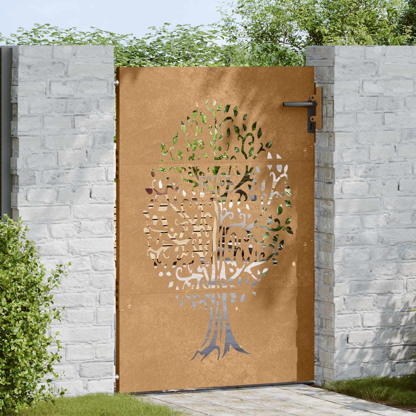 famintás corten acél kerti kapu 85x150 cm