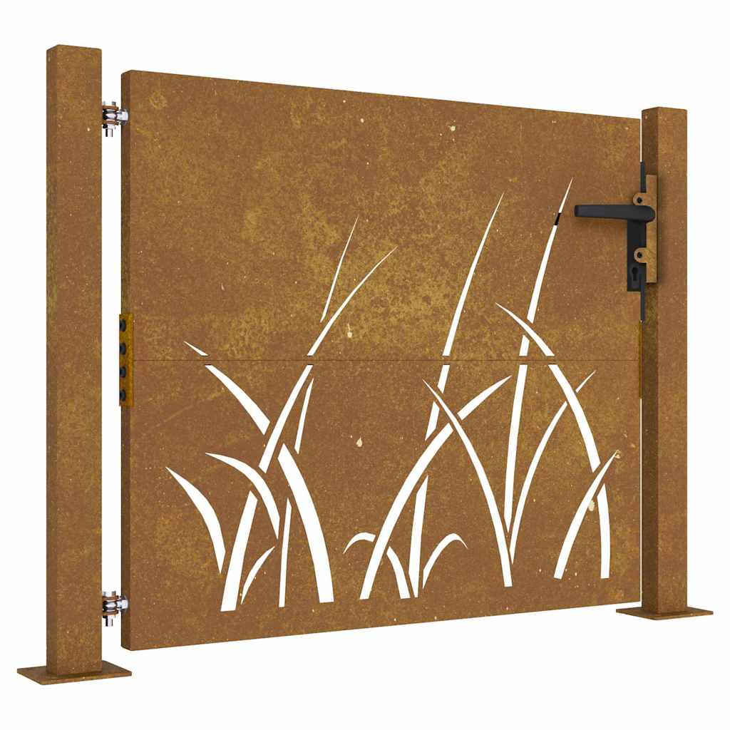 Corten acél kerti kapu 100x100 cm, fűmintás