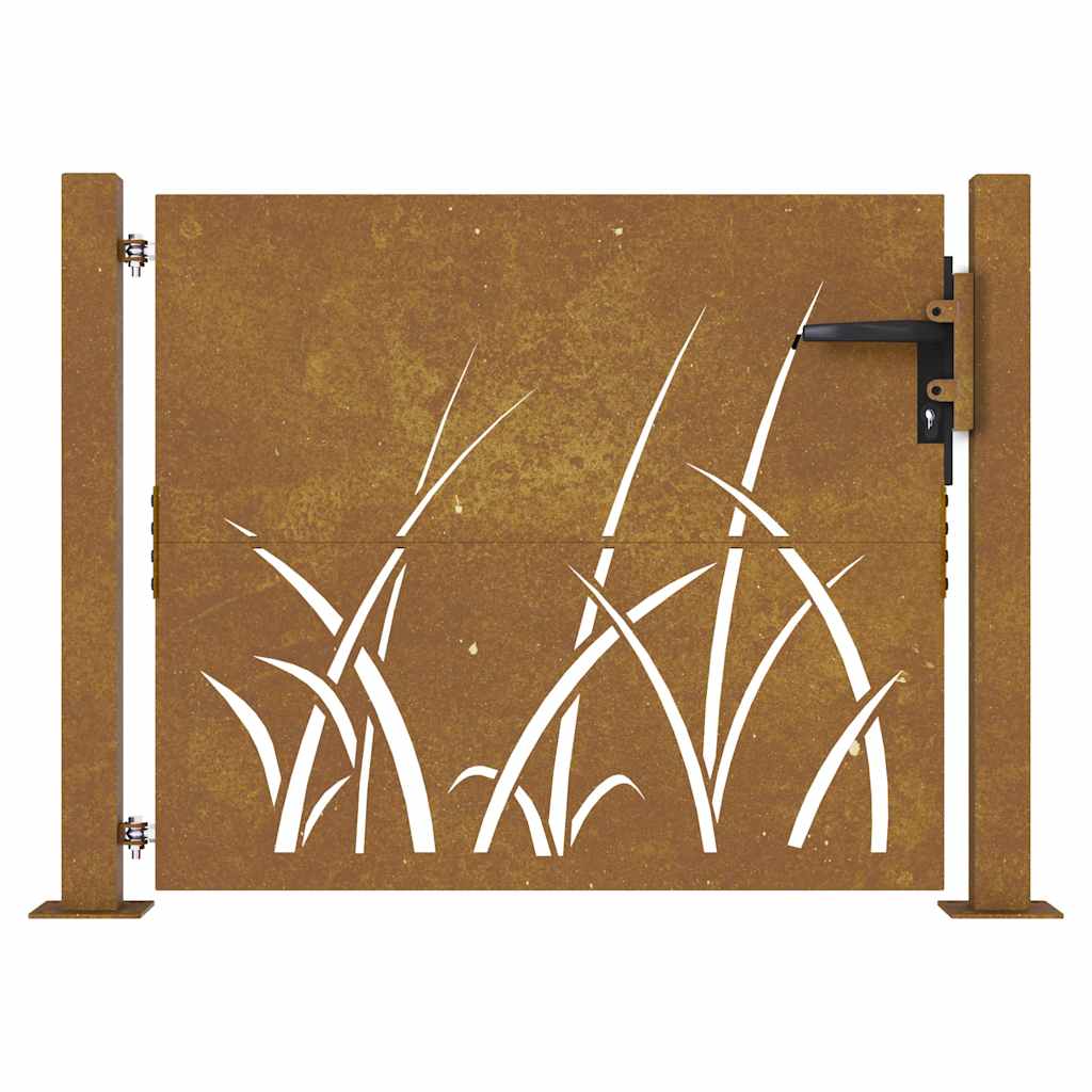 Corten acél kerti kapu 100x100 cm, fűmintás
