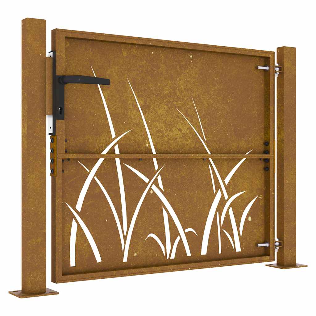 Corten acél kerti kapu 100x100 cm, fűmintás