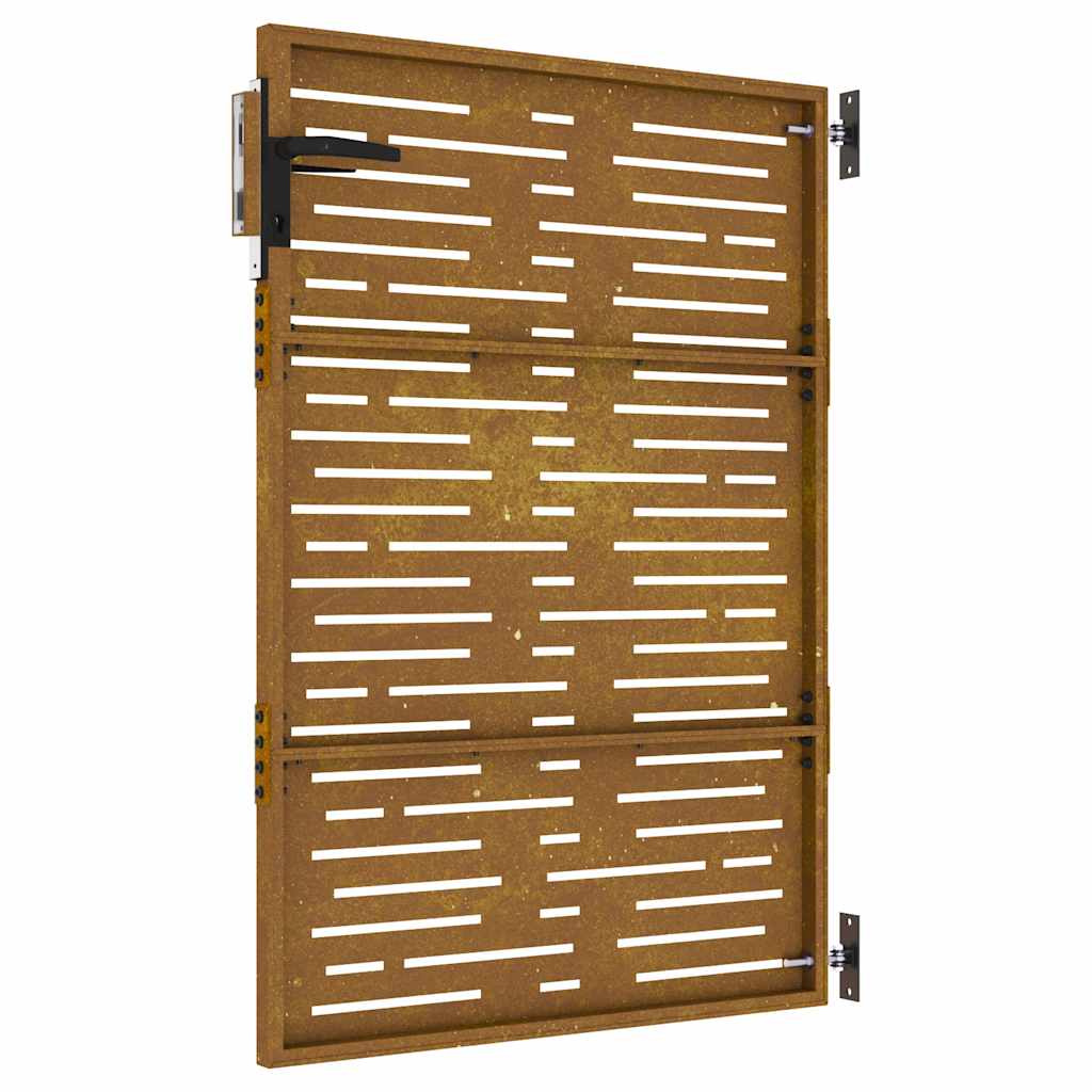 négyszögmintás corten acél kerti kapu 85 x 150 cm