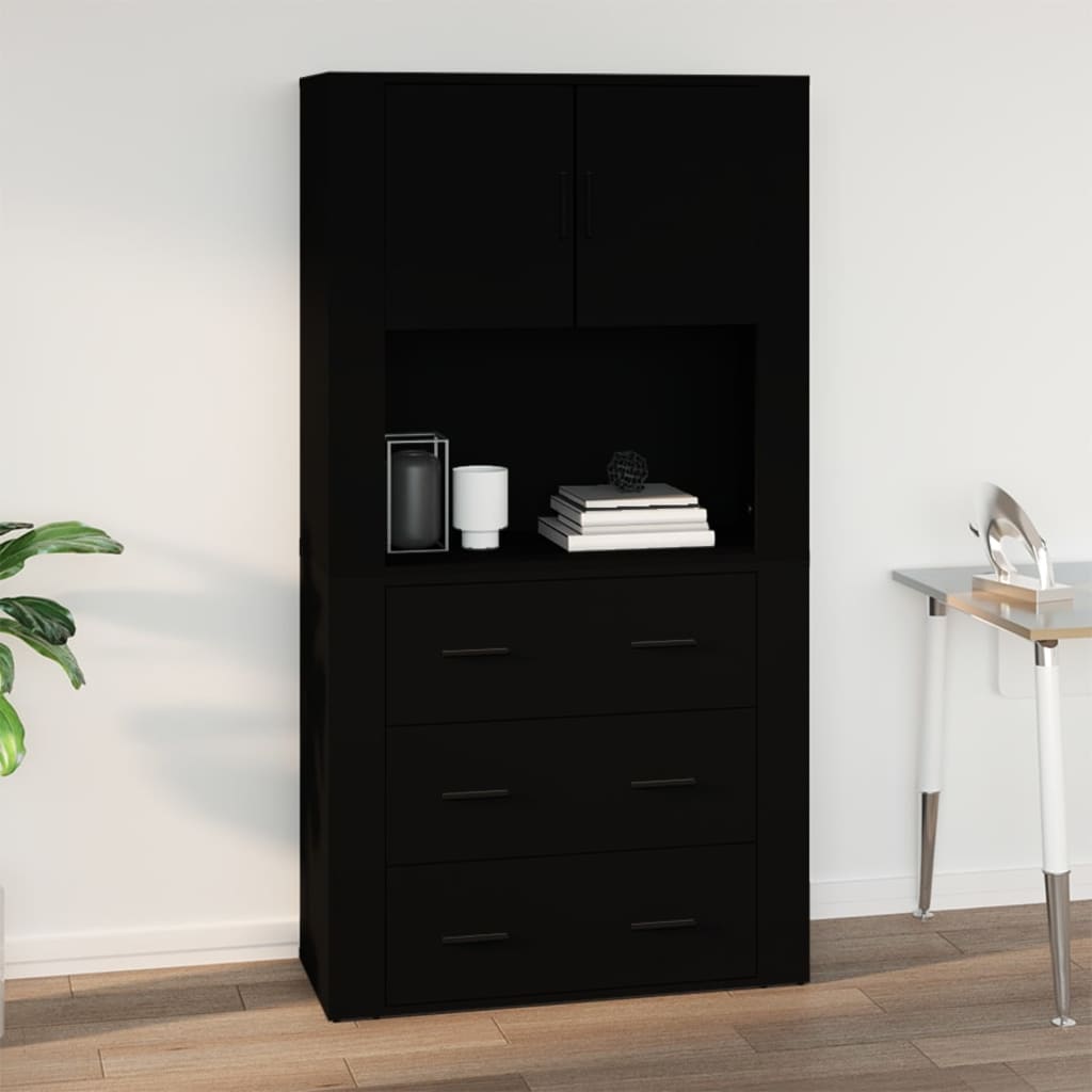 fekete szerelt fa faliszekrény 80x33x80 cm
