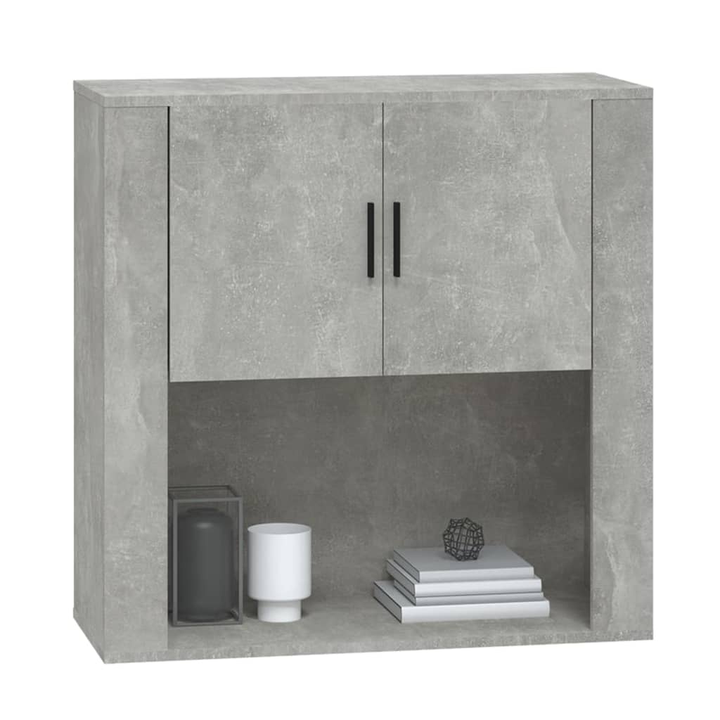 betonszürke szerelt fa faliszekrény 80 x 313 x 80 cm