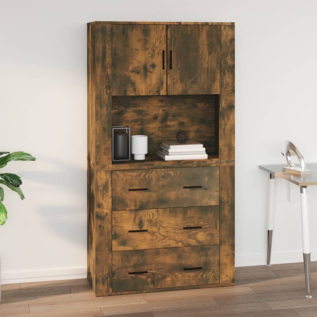 füstös tölgy színű szerelt fa fali szekrény 80x33x80 cm
