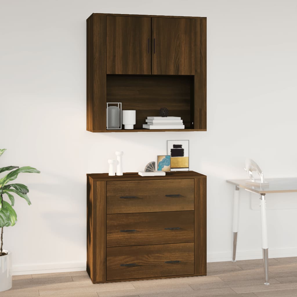 barna tölgyszínű szerelt fa faliszekrény 80x33x80cm