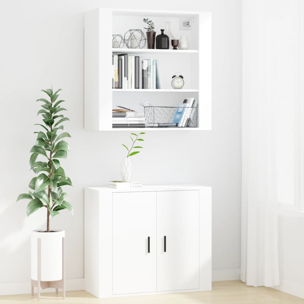 fehér szerelt fa faliszekrény 80x33x80 cm