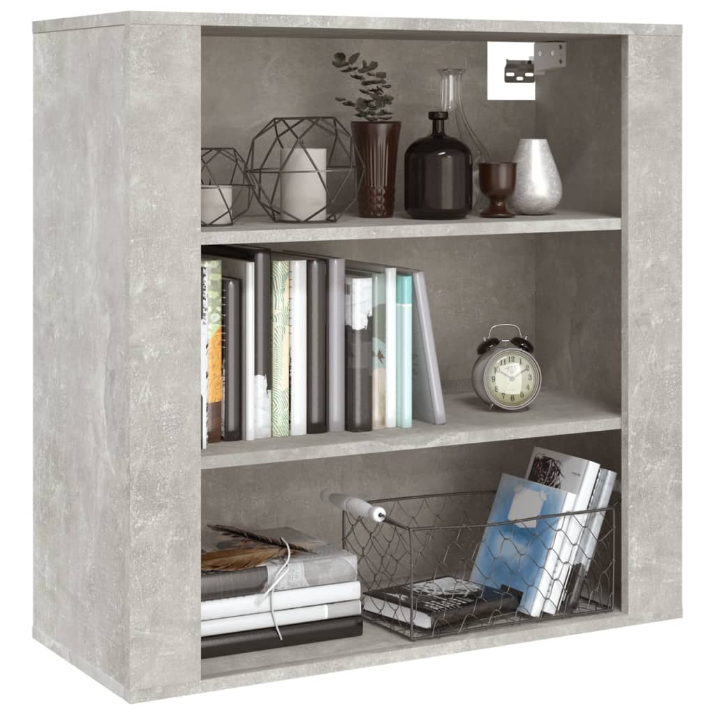 betonszürke szerelt fa faliszekrény 80 x 313 x 80 cm
