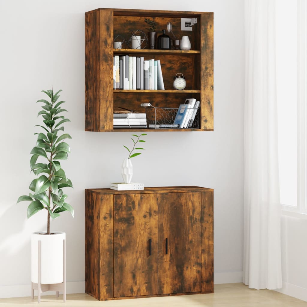 füstös tölgy színű szerelt fa fali szekrény 80x33x80 cm