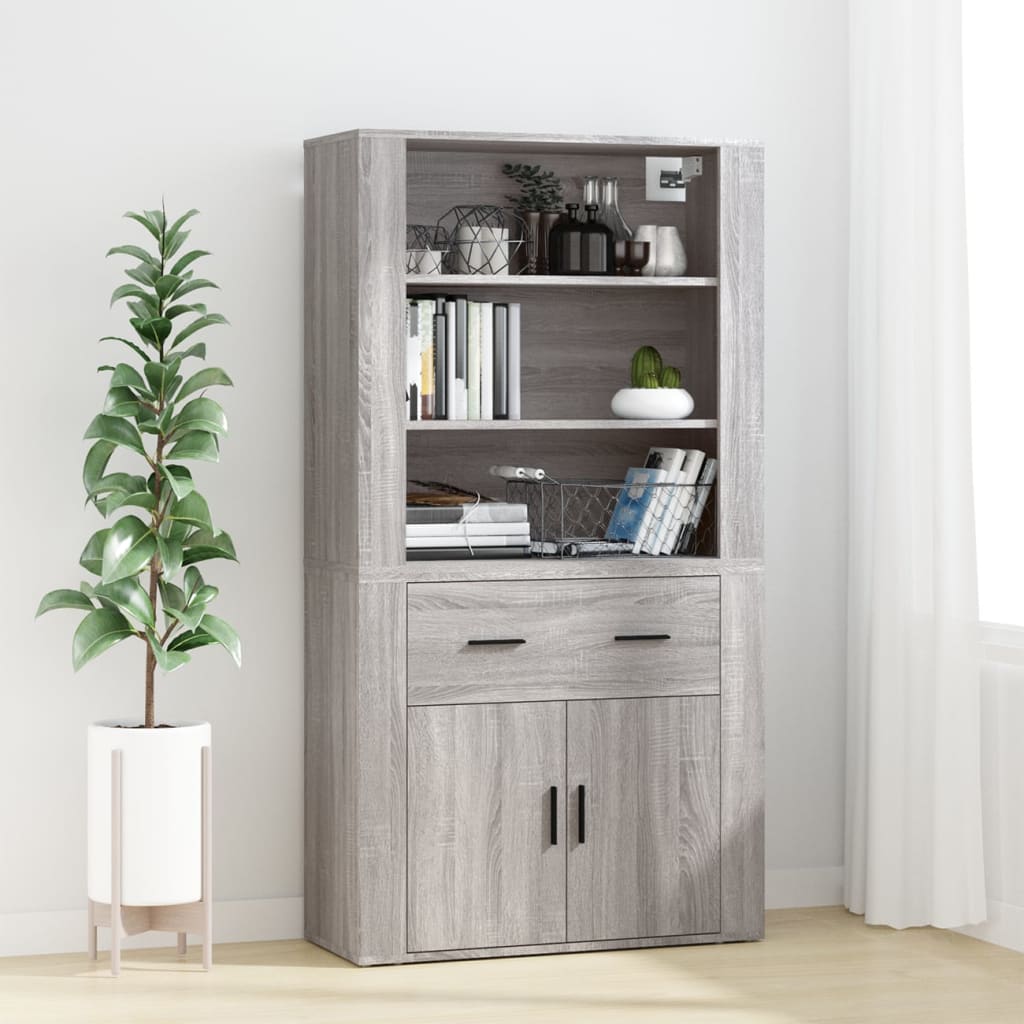 szürke sonoma színű szerelt fa faliszekrény 80x33x80 cm