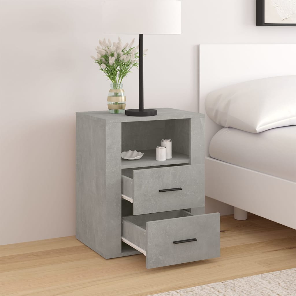 betonszürke szerelt fa éjjeliszekrény 50 x 36 x 60 cm