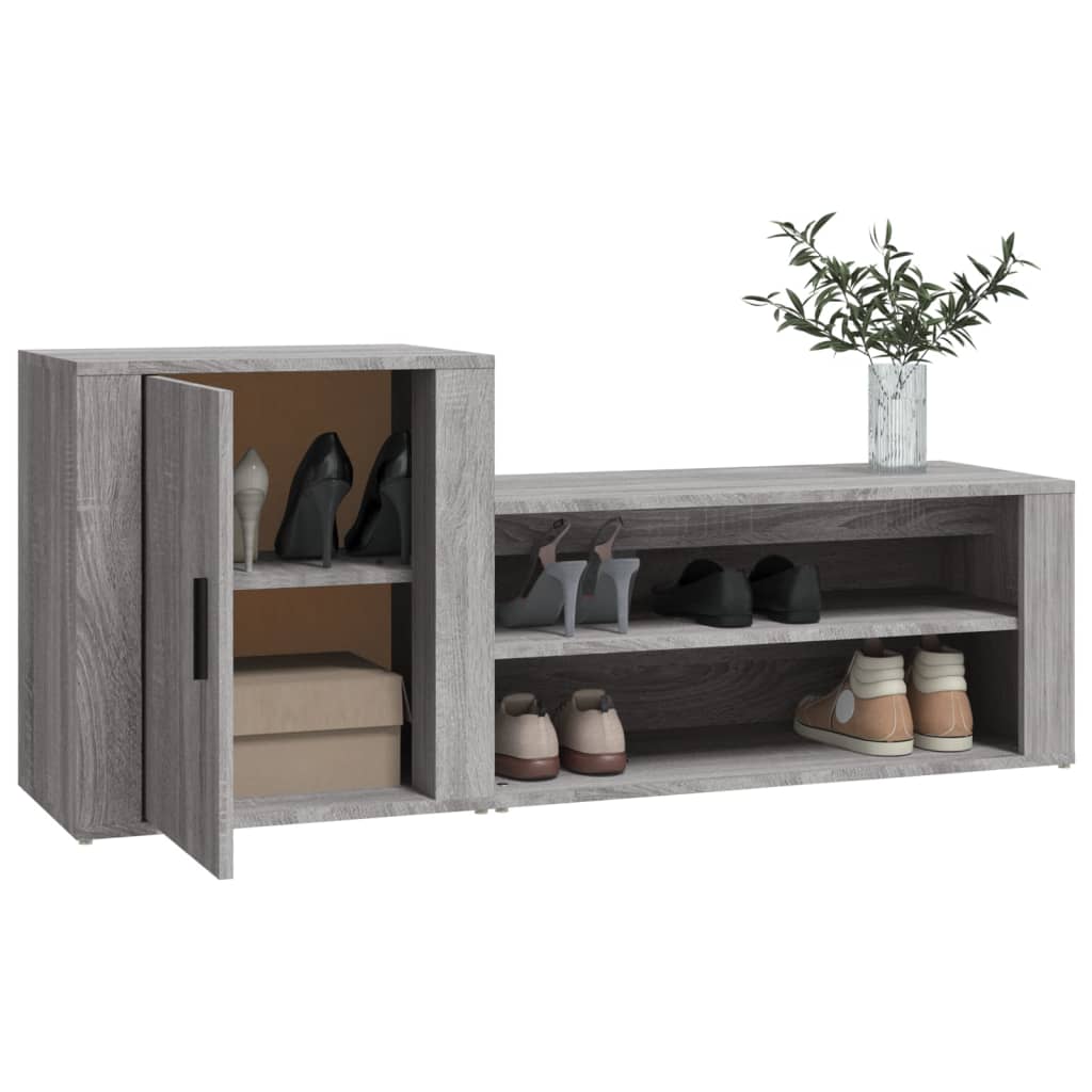 szürke sonoma színű szerelt fa cipősszekrény 130 x 35 x 54 cm