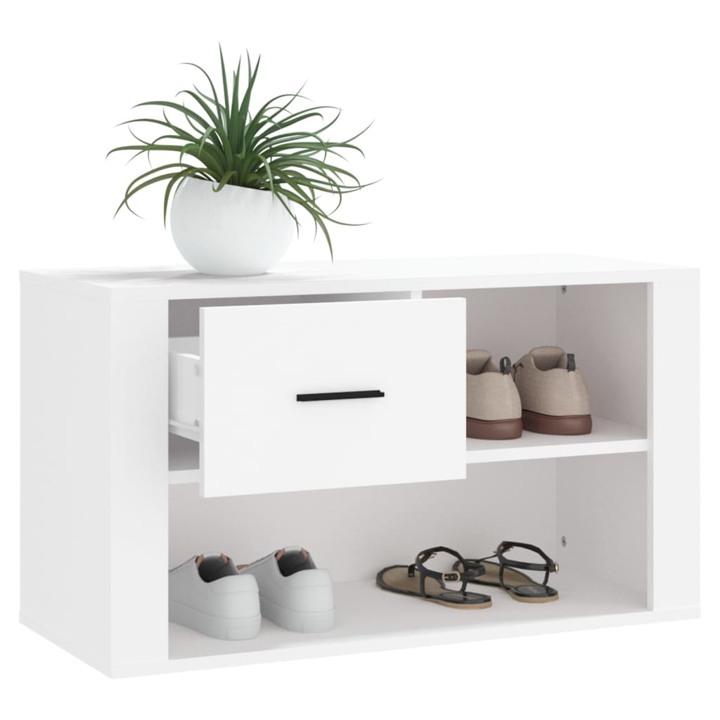 fehér szerelt fa cipősszekrény 80x35x45 cm