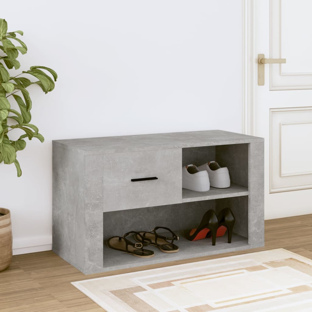 betonszürke szerelt fa cipőszekrény 80x35x45 cm