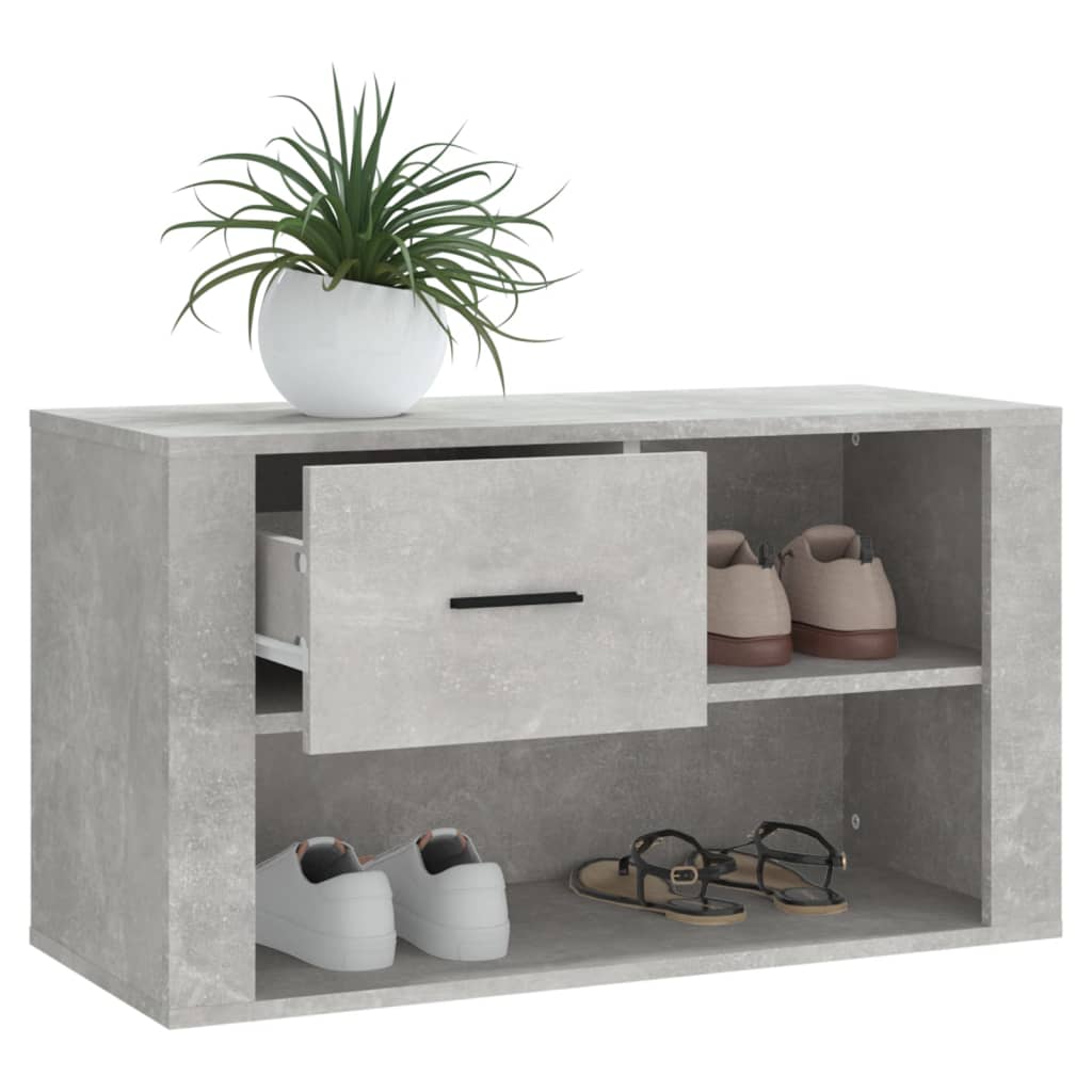 betonszürke szerelt fa cipőszekrény 80x35x45 cm