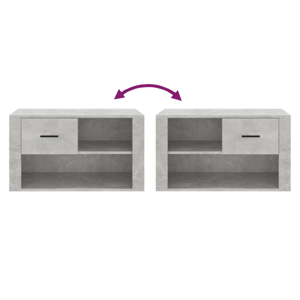 betonszürke szerelt fa cipőszekrény 80x35x45 cm