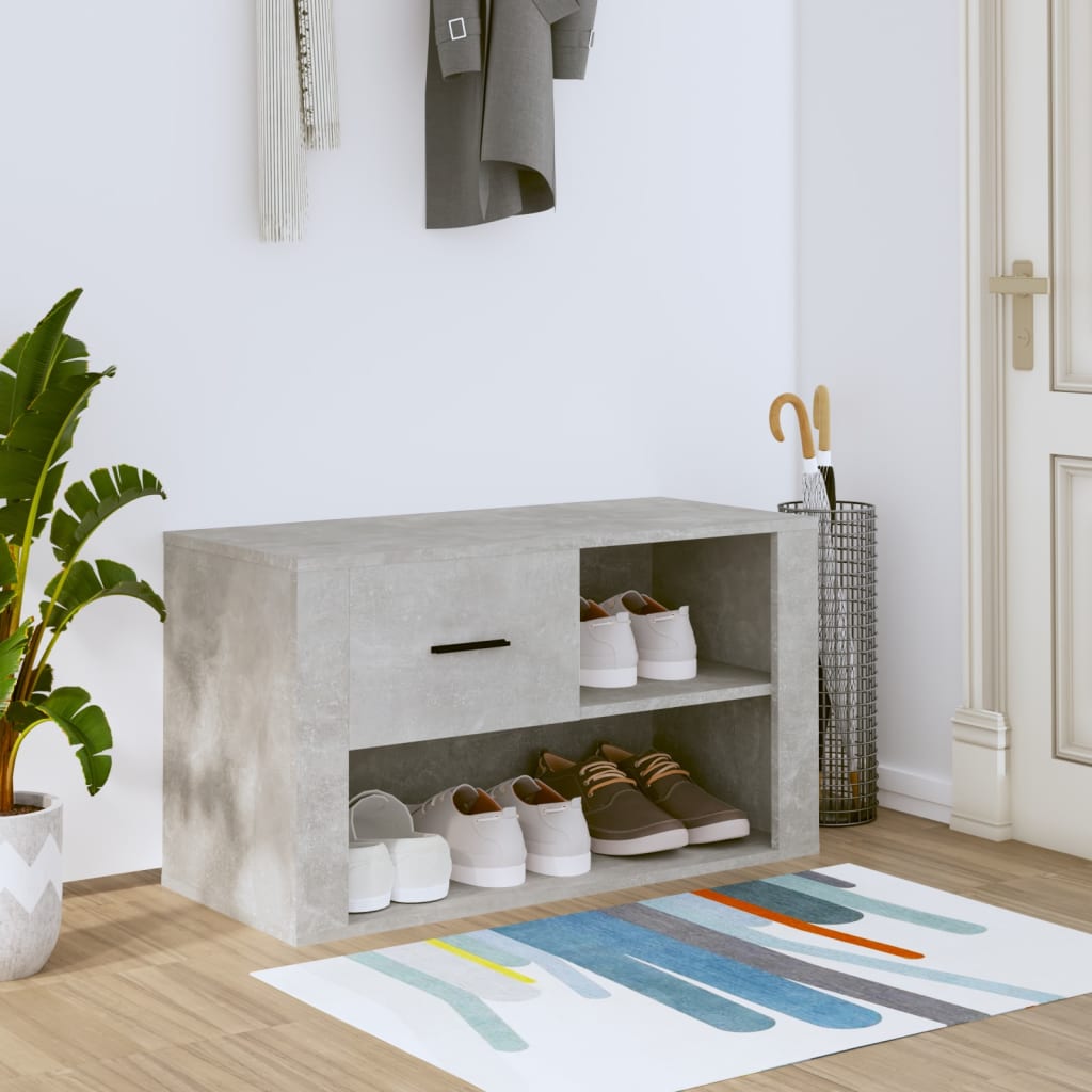 betonszürke szerelt fa cipőszekrény 80x35x45 cm