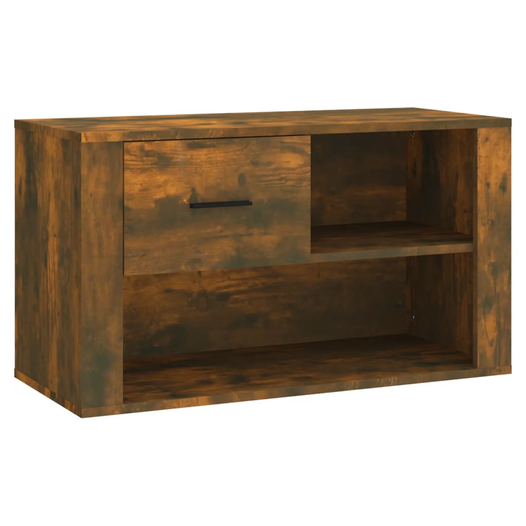 füstös tölgy színű szerelt fa cipősszekrény 80x35x45 cm