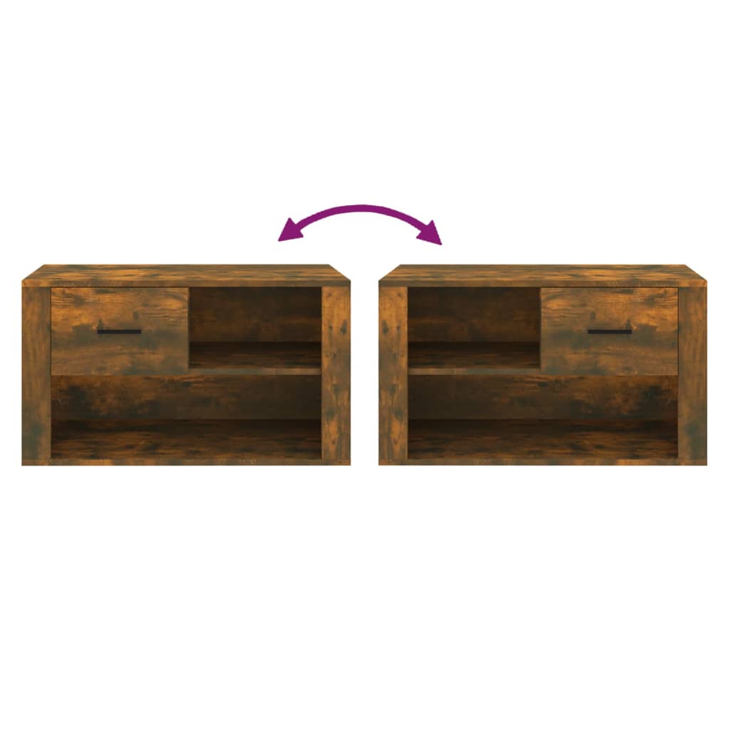 füstös tölgy színű szerelt fa cipősszekrény 80x35x45 cm