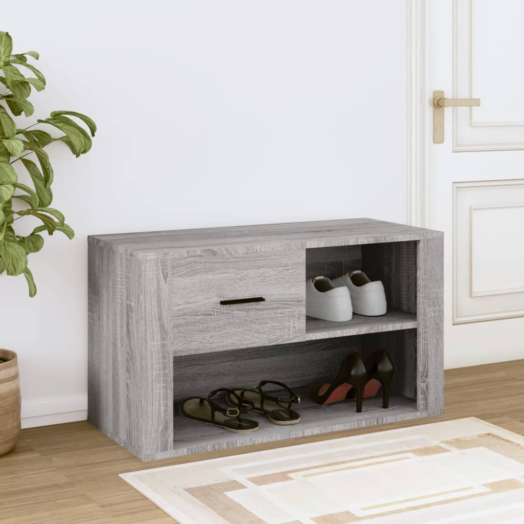 szürke sonoma színű szerelt fa cipősszekrény 80x35x45 cm
