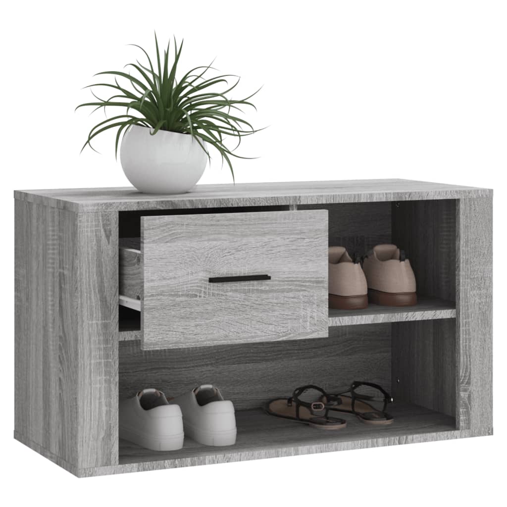 szürke sonoma színű szerelt fa cipősszekrény 80x35x45 cm