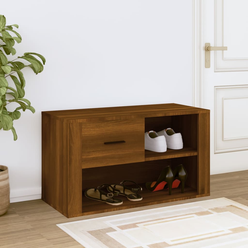 barna tölgy színű szerelt fa cipősszekrény 80x35x45 cm