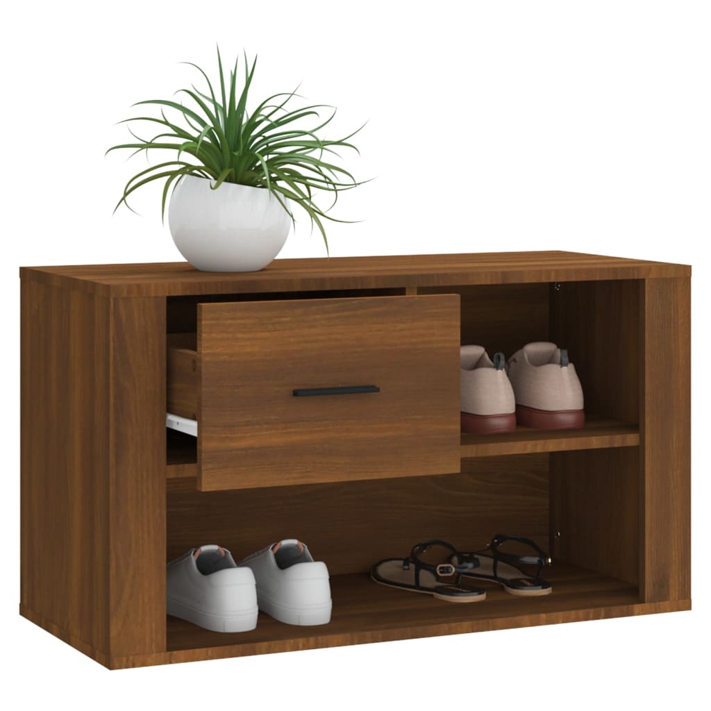 barna tölgy színű szerelt fa cipősszekrény 80x35x45 cm