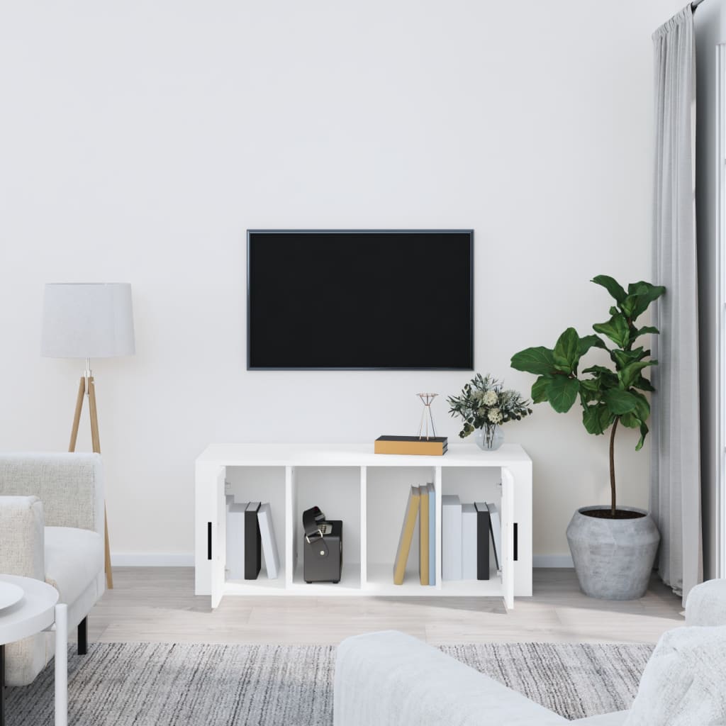 fehér szerelt fa TV-szekrény 100 x 35 x 40 cm