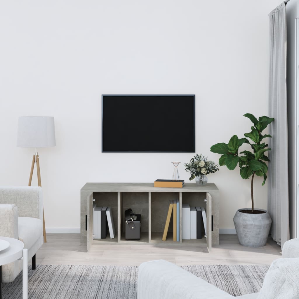 betonszürke szerelt fa TV-szekrény 100x35x40 cm