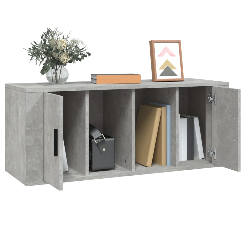 betonszürke szerelt fa TV-szekrény 100x35x40 cm