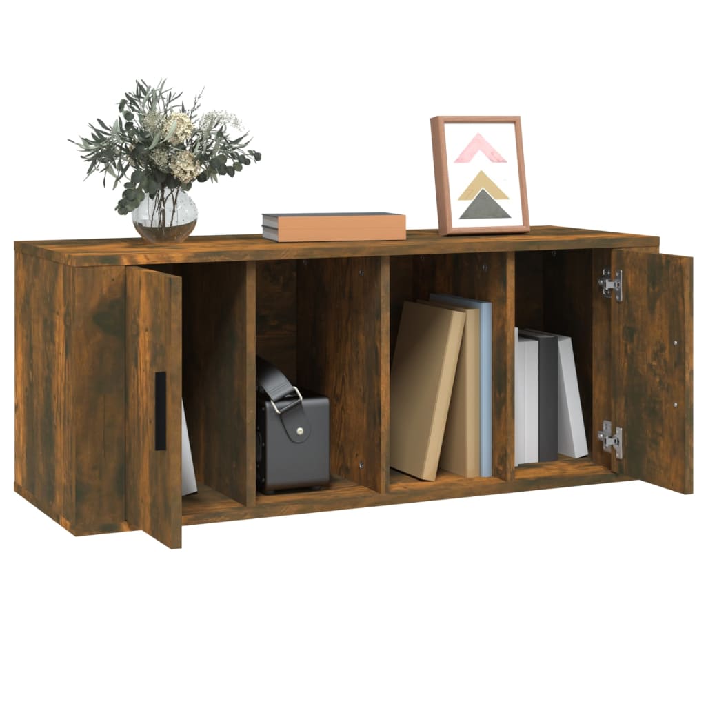 füstös tölgy színű szerelt fa TV-szekrény 100 x 35 x 40 cm
