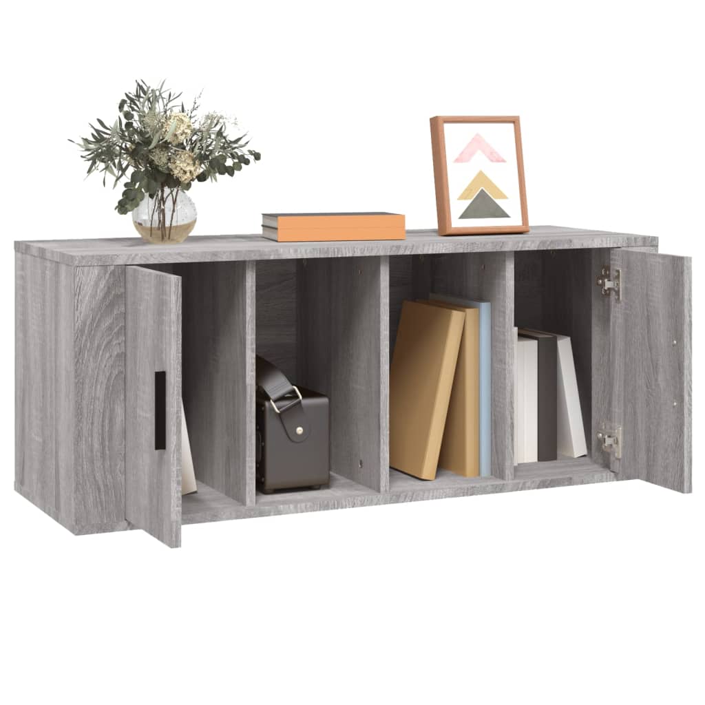 szürke sonoma színű szerelt fa TV-szekrény 100 x 35 x 40 cm