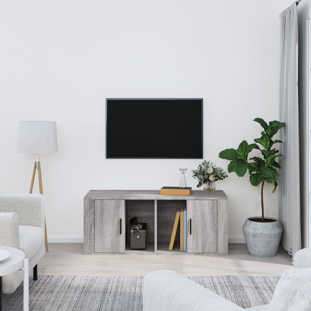 szürke sonoma színű szerelt fa TV-szekrény 100 x 35 x 40 cm