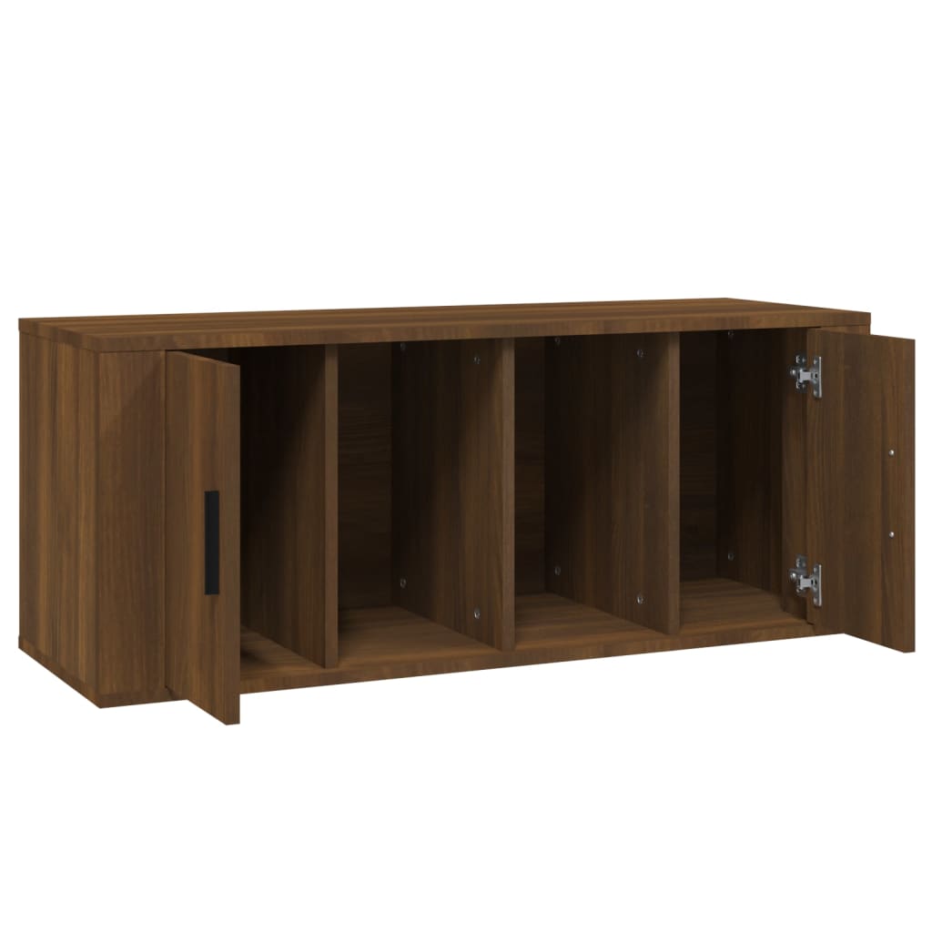 barna tölgyszínű szerelt fa TV-szekrény 100 x 35 x 40 cm