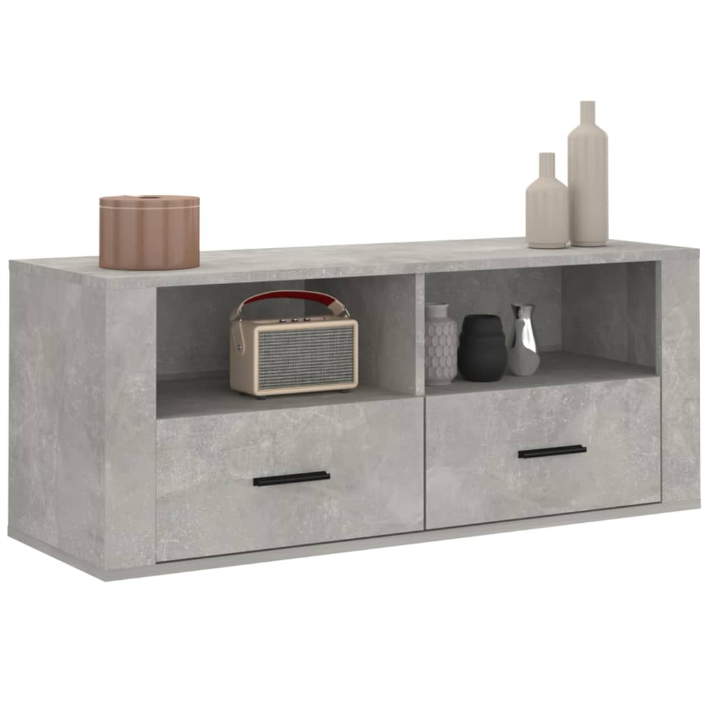 betonszürke szerelt fa TV-szekrény 100x35x40 cm