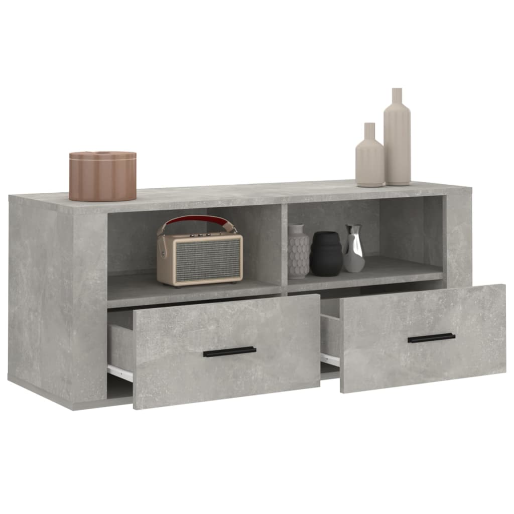betonszürke szerelt fa TV-szekrény 100x35x40 cm