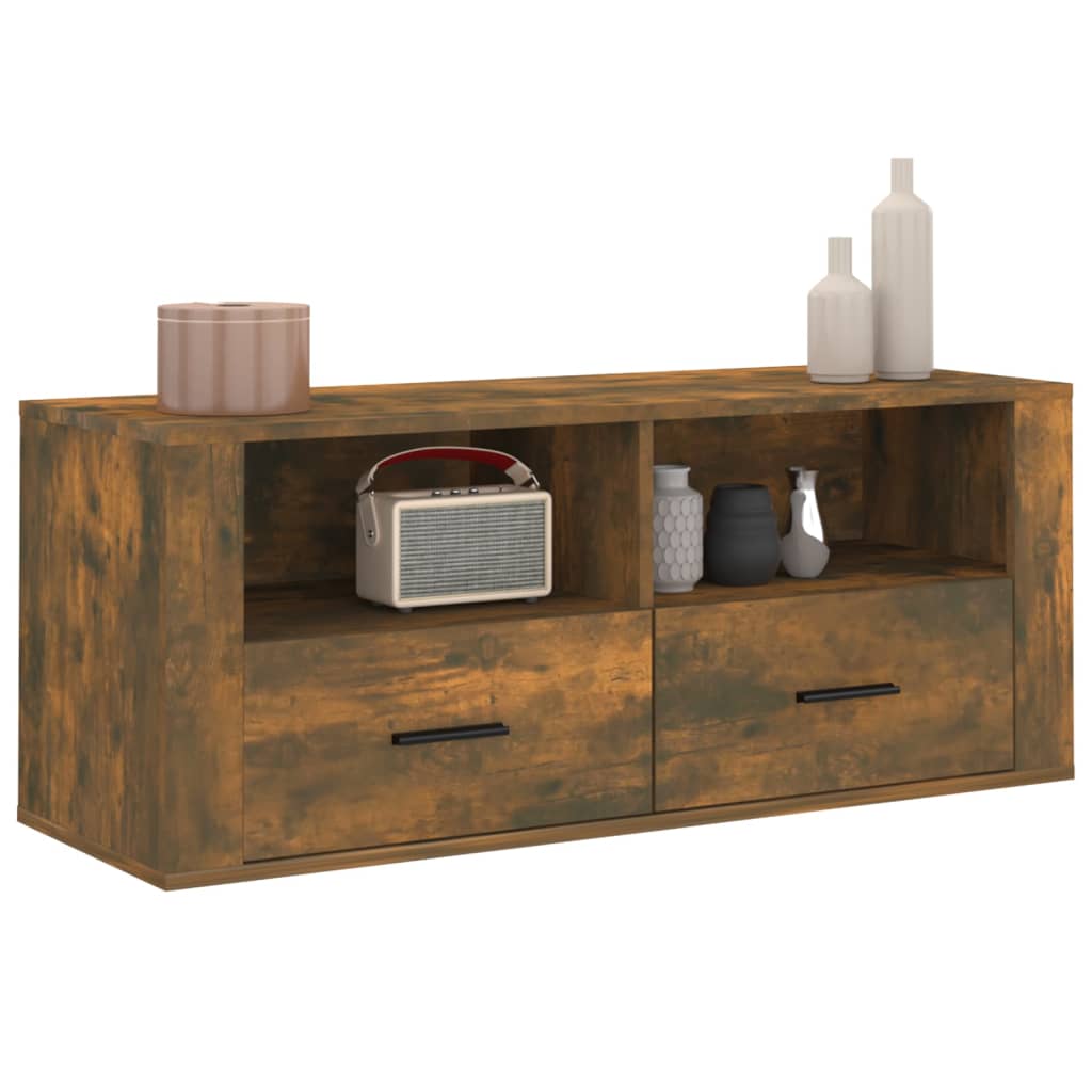 füstös tölgy színű szerelt fa TV-szekrény 100 x 35 x 40 cm