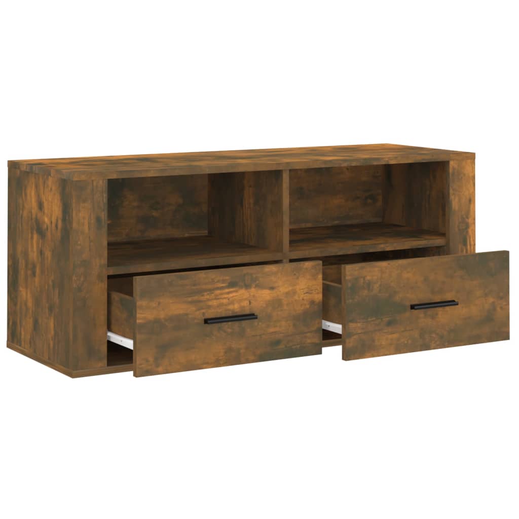 füstös tölgy színű szerelt fa TV-szekrény 100 x 35 x 40 cm