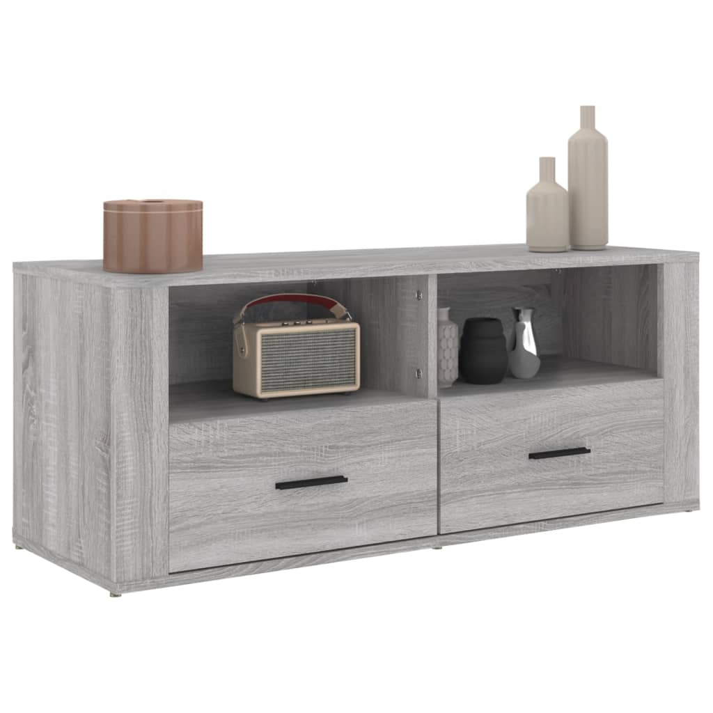 szürke sonoma színű szerelt fa TV-szekrény 100 x 35 x 40 cm