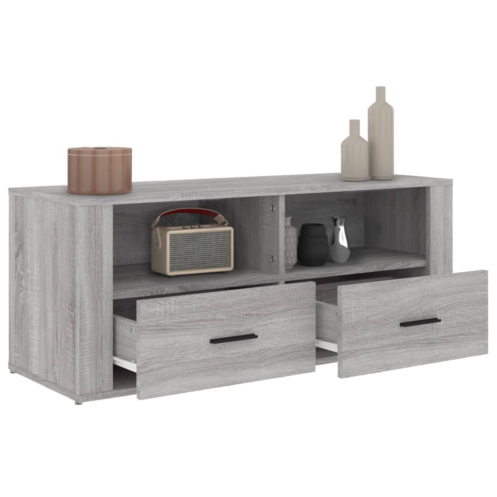 szürke sonoma színű szerelt fa TV-szekrény 100 x 35 x 40 cm