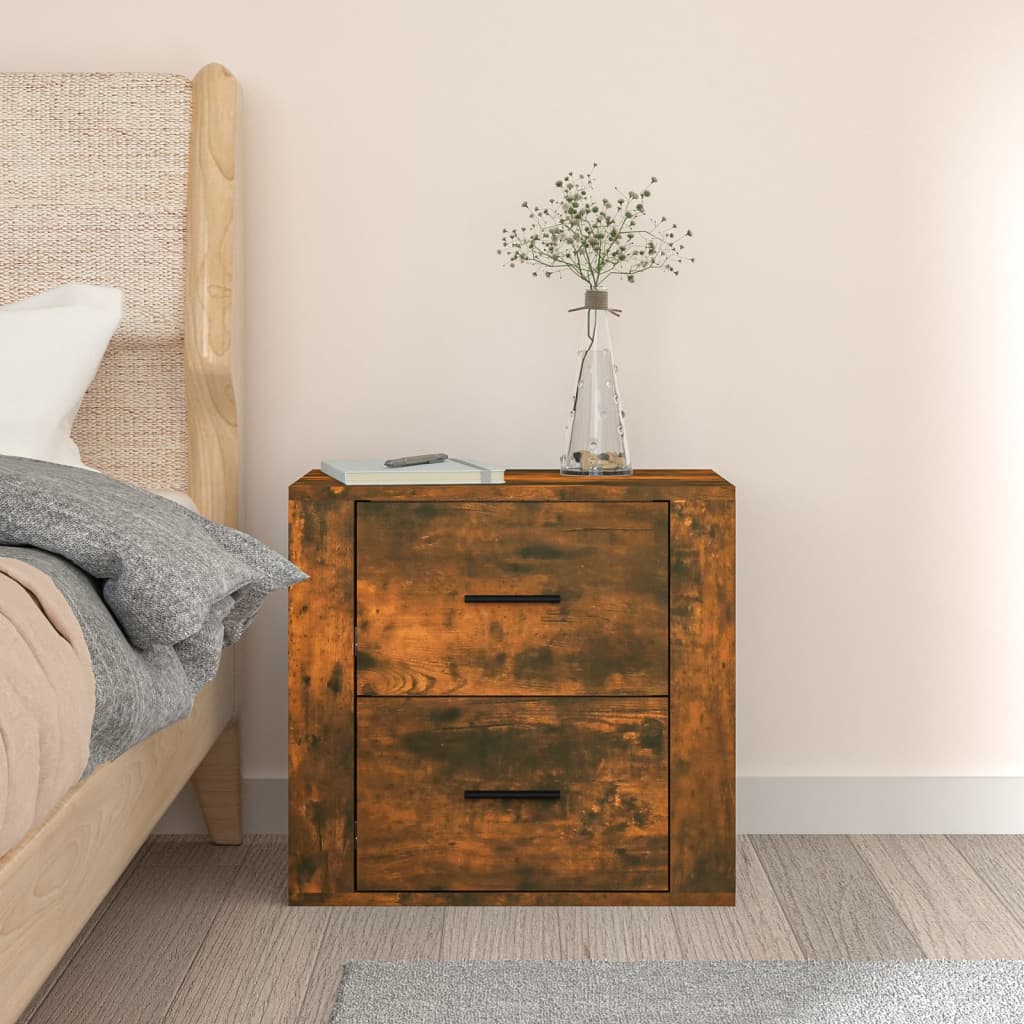 füstös tölgy színű falra szerelhető éjjeliszekrény 50x36x47 cm