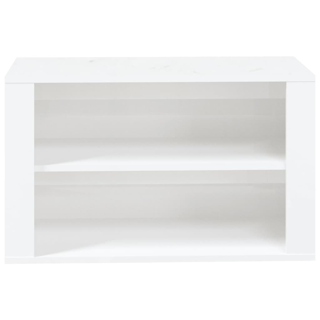 magasfényű fehér szerelt fa cipőtartó 75 x 35 x 45 cm