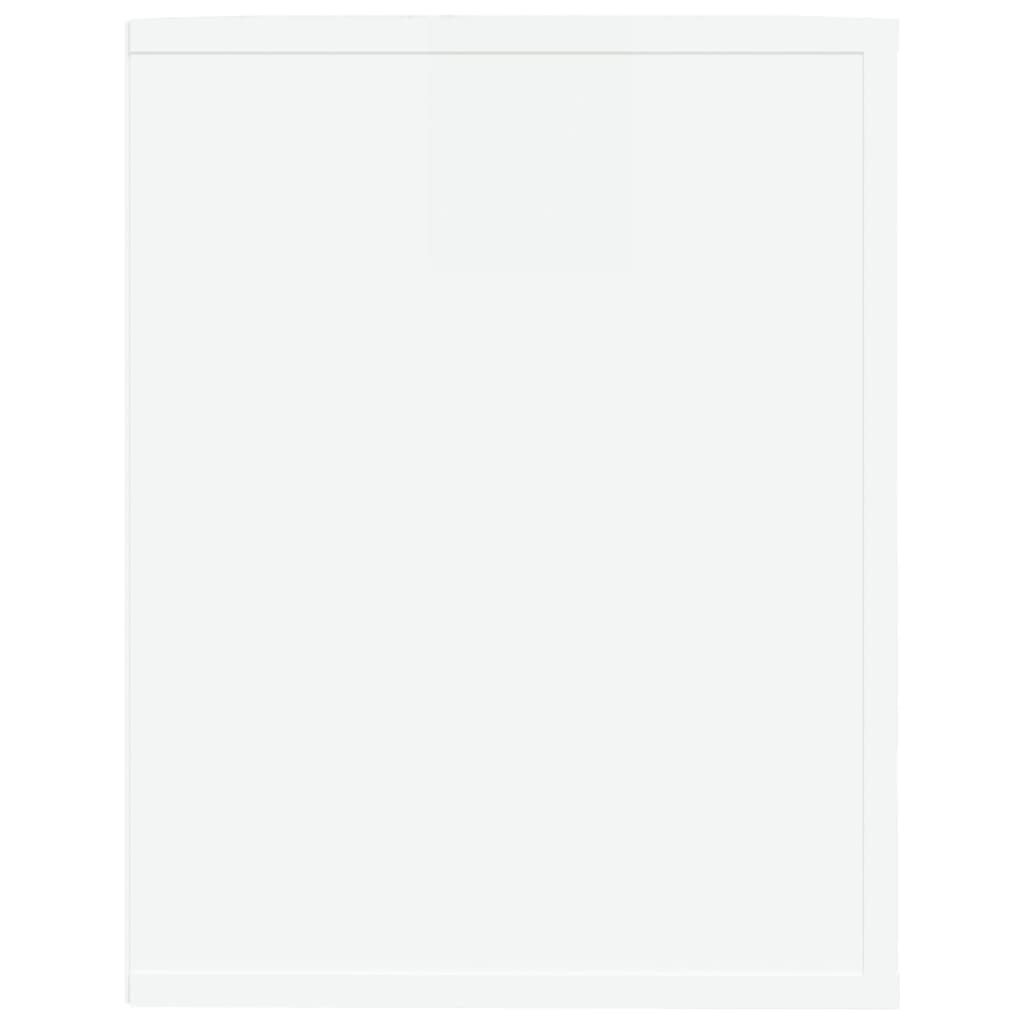 magasfényű fehér szerelt fa cipőtartó 75 x 35 x 45 cm