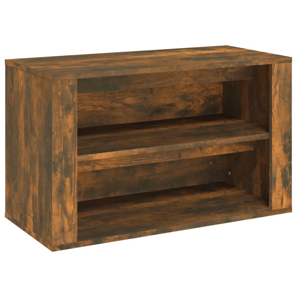füstös tölgy színű szerelt fa cipőtartó 75x35x45 cm