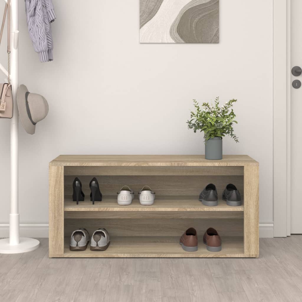 sonoma tölgy színű szerelt fa cipőtartó 100x35x45 cm