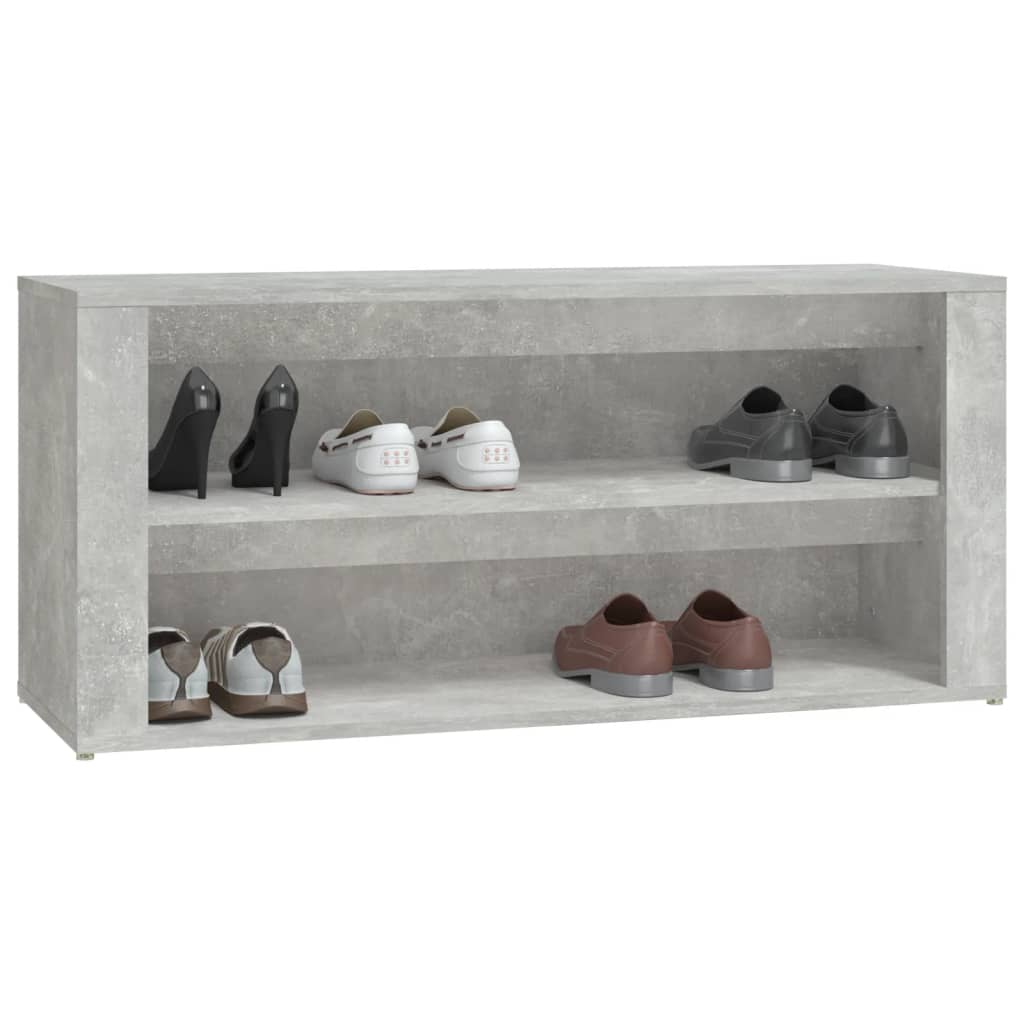 betonszürke szerelt fa cipőtartó 100x35x45 cm