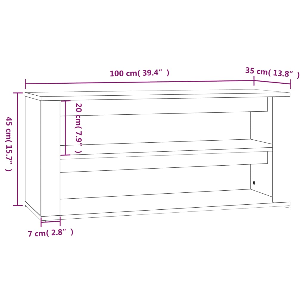betonszürke szerelt fa cipőtartó 100x35x45 cm