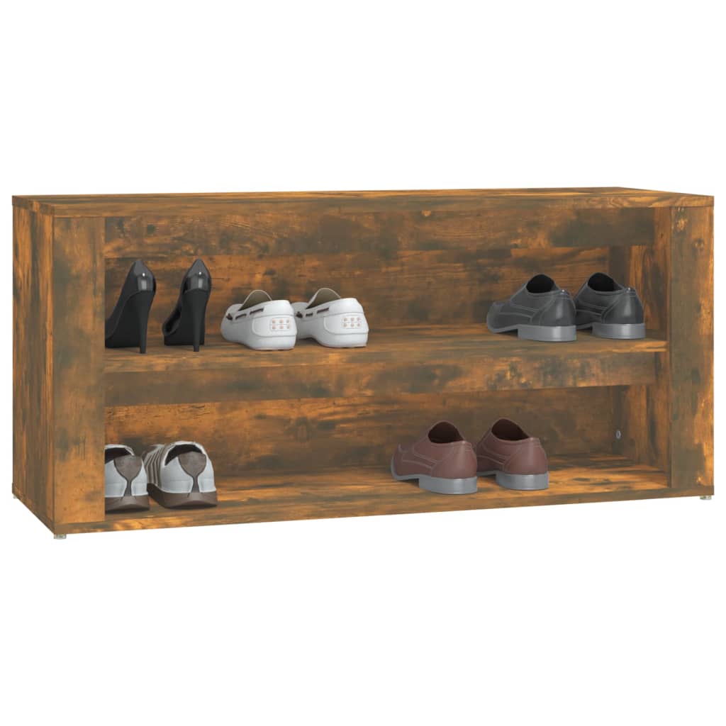 füstös tölgy színű szerelt fa cipőtartó 100x35x45 cm