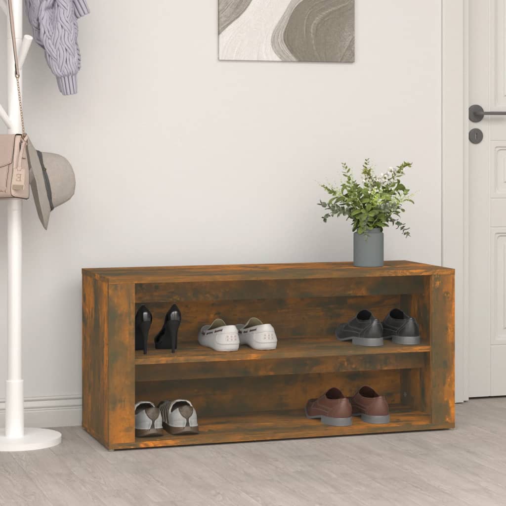 füstös tölgy színű szerelt fa cipőtartó 100x35x45 cm